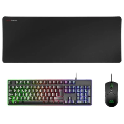 Immagine di Mars Gaming MCPXBPT, Combo H Mech FRGB Tastiera, Ultralight Mouse 10000DPI &amp; XXL Mousepad, Nero, Lingua Spagnola