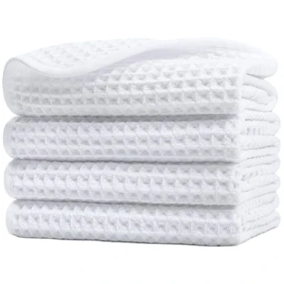 Immagine di POLYTE asciugamano viso in microfibra anti pelucchi tessuto a nido d&#039;ape bianca 33 x cm set 4 pezzi