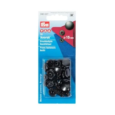 Immagine di Prym Anorak Set di Bottoni A Pressione 10 Pezzi, Diametro: 15 mm, Bronzo, Nero