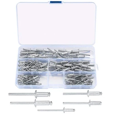 Immagine di 120 Pezzi Rivetti Ciechi Assortimento, a Strappo in Alluminio, Alluminio per Pinze M3.2*10mm/M4*10mm/M4*12mm/M4.8*12mm/M4.8*14mm