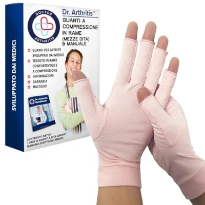 Immagine di Tutore Polso con Filato di Rame Ideato da Medici Polsiera per Tunnel Carpale, Intorpidimento, Gonfiore e Infiammazioni Pratica Ortopedica a Compressione (Rosa, 1 Paio, Taglia M)