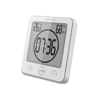 Immagine di HONPHIER bagno doccia con timer digitale grande display LCD touch screen temperatura e umidità per cucina White