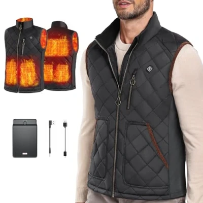 Immagine di Vofuoti Gilet Riscaldato Uomo Donna con Batteria Inclusa, Giacca Riscaldata, USB, 3 Livelli di Temperatura, Giubbotto Riscaldante Elettrico per Attività All&#039;aperto, Moto