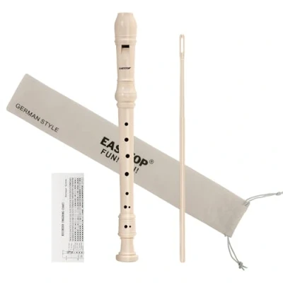 Immagine di EAST TOP flauto dolce soprano per bambini principianti, tedesco a 8 fori, in plastica, 3 pezzi, con bastoncino la pulizia, custodia cotone, grafico diteggiatura, scatola
