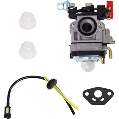 Immagine di Carburatore Compatibile con Walbro Tipo WYJ 26cc 33cc Decespugliatori e Rasaerba Pompa Primaria Distanziale Set di Tubi Carburante Spostamento Poweka