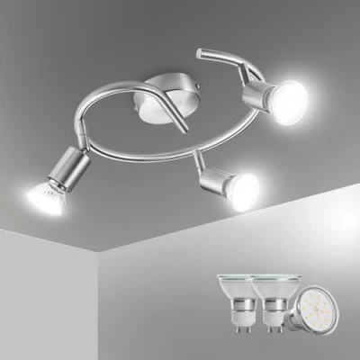 Immagine di Bojim Faretti LED da Soffitto Orientabili, Lampadario Spirale con 3 Faretti, Lampadari per Bagno, Cucina, Camera Letto, IP20, Include Lampadine GU10 (6W, 550lm, 4000K Bianco Naturale)