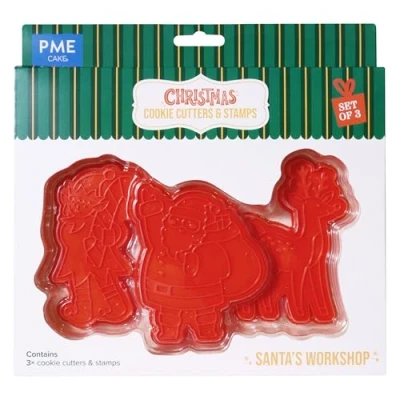 Immagine di PME Tagliabiscotti ad Impressione di Natale, Laboratorio Babbo Natale (Set 3)