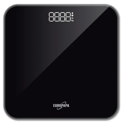 Immagine di EUROPAPA® bilancia pesapersone con indicatore LED trasparente e step On, 180 kg/400 LB, digitale per persone Peso BMI (nero)