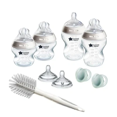 Immagine di Tommee Tippee Natural Start Set di biberon anti coliche da 150 ml e 260 ml, flusso medio, tettarelle simili al seno per un fermo naturale, autosterilizzanti