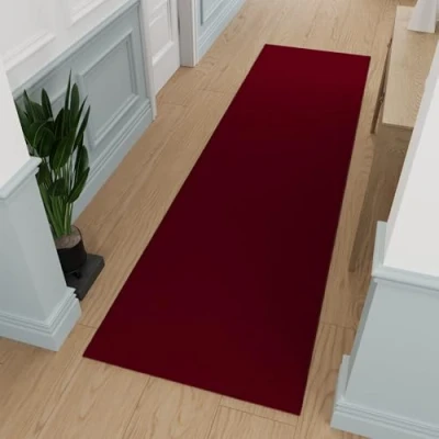 Immagine di Ottomanson Passatoia a tinta unita, collezione Ottohome, fondo in gomma, 57 cm x 366 cm, colore: Rosso