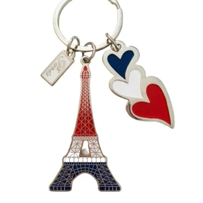 Immagine di KIUB Portachiavi Paris Torre Eiffel in metallo modello cuore blu bianco rosso, Bianco/Blu, S