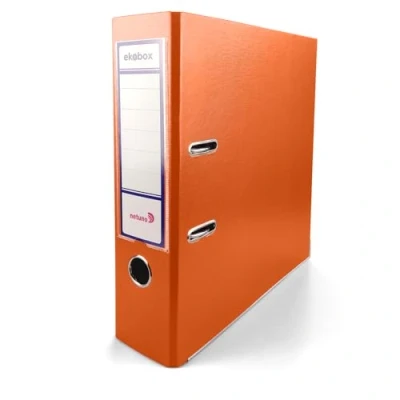 Immagine di Netuno 1 raccoglitore documenti arancione a 2 anelli A4 dorso 8 cm raccoglitori in cartone ecologico riciclato per archivio ufficio faldoni portadocumenti registratori ad