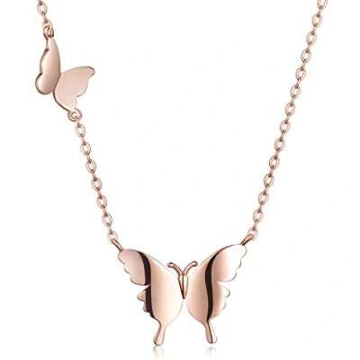 Immagine di Infinite U, elegante collana con ciondolo a forma di farfalla doppia, in Argento Sterling 25, per donna/ragazza, oro rosa, sterling, senza pietra