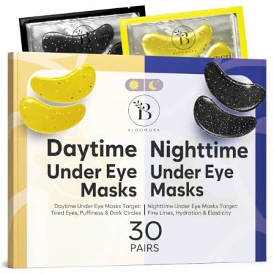 Immagine di Patch Occhi Giorno e Notte, Maschera con Caffeina, Collagene Acido Ialuronico, Occhiaie Borse, Occhiaie, Eye Mask per l&#039;idratazione Gonfiore (30 Paia)