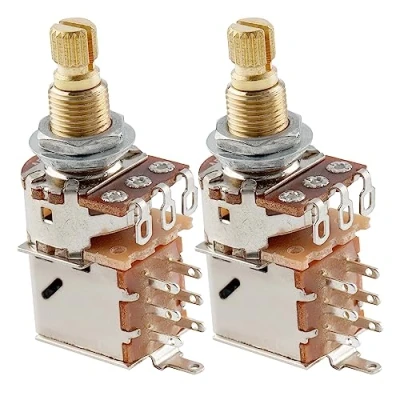 Immagine di Musiclily Pro Metriche A500K Potenziometro Push Pull Split Long Shaft Audio Pots per Chitarra Elettrica e Basso (Set di 2)