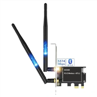 Immagine di Nuwo AX5400 Scheda di Rete Wireless WiFi 6E PCIe per PC Fisso Gaming, Bluetooth 5.2, Staffa a Basso Profilo, Tri Band (6 GHz, 5 2.4 GHz), WPA3, Supporta Windows 10/11