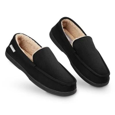 Immagine di DUNLOP Pantofole Uomo Ciabatte Invernali da Casa Calde Comode Antiscivolo Memory Foam (Nero, 44 EU)