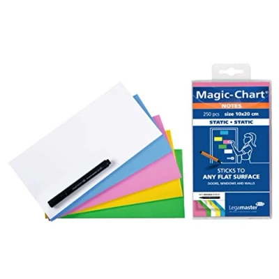 Immagine di Legamaster 7 159494 Magic Chart Notes Foglietti elettrostatici riposizionabili, 10 x 20 cm, Colori assortiti (conf. 250 fogli)