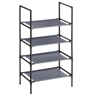 Immagine di SONGMICS Scarpiera a 4 Ripiani, Set di 2 Scaffali Portascarpe, Struttura in Metallo, Ripiani Tessuto non Tessuto, 45 x 28 80 cm, Ingresso Soggiorno Camera, Grigio LSR044G02