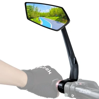 Immagine di RBRL specchio retrovisore per bicicletta extra grande, regolabile a 360, in vero vetro resistente agli urti, specchietto universale elettrica sinistra