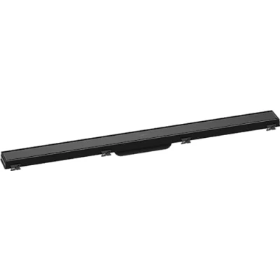 Immagine di hansgrohe RainDrain Match set di canalina doccia con cornice ad altezza regolabile, canale drenaggio 900 mm, scarico a pavimento, nero