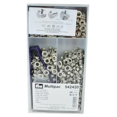 Immagine di Prym 542420 Occhielli e rondelle, 5 mm, colore: argento