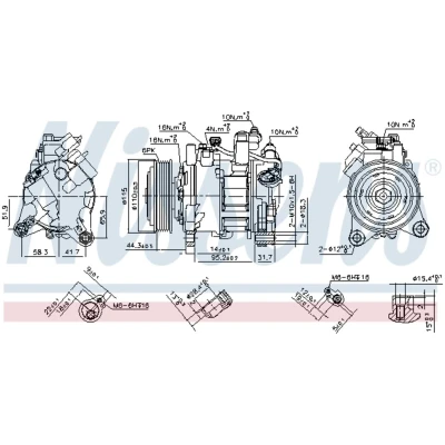 Immagine di NISSENS 890397 Compressore Aria Condizionata 6SEU14A 12 PAG 46 R 134a BMW: 3 Touring, 1 Hatchback