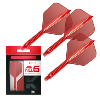 Immagine di Target Darts K Flex Integrated Dart Flight And Shaft, N. 6 Rosso (Intermedio) Confezione da 3 6, voli per Freccette e Stelo di precisione 2 in 1