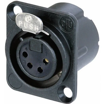 Immagine di Neutrik NC4FD LX B Connettore XLR Presa a pannello contatti dritti Numero Poli (num): 4 Nero 1 pz.