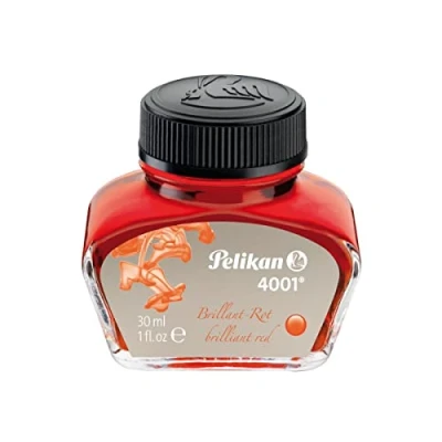 Immagine di Pelikan 301036 Inchiostro Stilografico 4001, Flacone Di Vetro Da 30 Ml, Colore Rosso