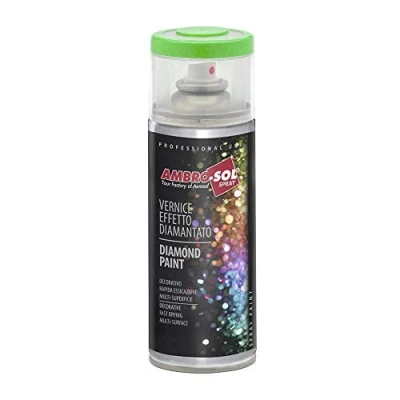 Immagine di Ambro Sol V400DIAM4 Smalto / Vernice Finiture Speciali Diamantati, Metallizzato a Base di Glitters Perlescenti, Bomboletta Spray in Banda Stagnata Riciclabile 400 ml, Giallo