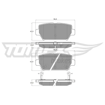 Immagine di TOMEX brakes TX 60 16 Kit pastiglie freno Assale posteriore con segnalatore acustico usura MITSUBISHI: Eclipse Cross