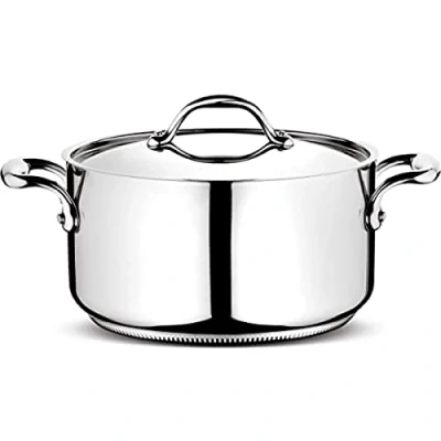 Immagine di Lagostina Accademia Lagofusion Casseruola Fonda con 2 Maniglie e Coperchio, Acciaio Inossidabile, Argento, 16 cm