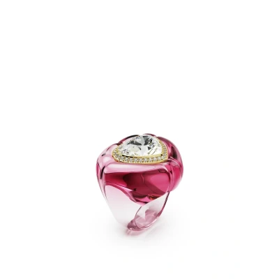 Immagine di Swarovski Anello cocktail Dulcis, taglio Cuore, Pavé, Rosa