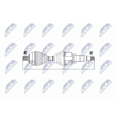 Immagine di NTY NPW FR 049 Albero motore / Semiasse Assale anteriore Dx, 605 Cambio manuale, manuale a 6 marce FORD: S Max Mk1
