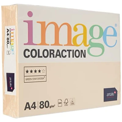 Immagine di Kopa Risma di carta Coloraction Savana in formato A4, 500 fogli, 80 g/mq, colore giallo tenue