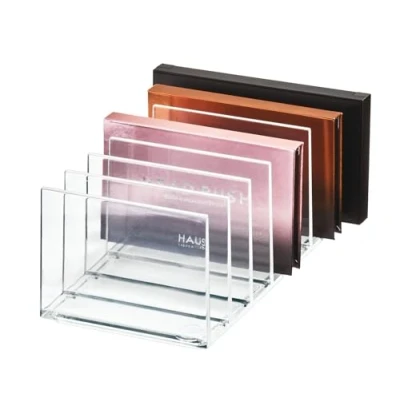 Immagine di iDesign Porta Trucchi, Organizer per Palette ombretti con 7 Scomparti della Collezione Firmata da Sarah Tanno, Portatrucchi organizzatore Bagno in plastica Makeup, Trasparente
