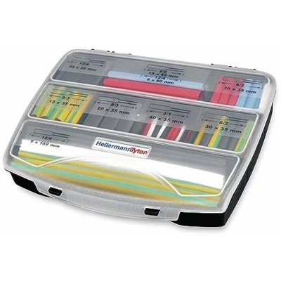 Immagine di HellermannTyton 380 03005 Termoretraibile senza colla Nero, Blu, Blu (BLUE LINE), Bianco, Verde, Giallo Restringimento:3:1 177 Parti