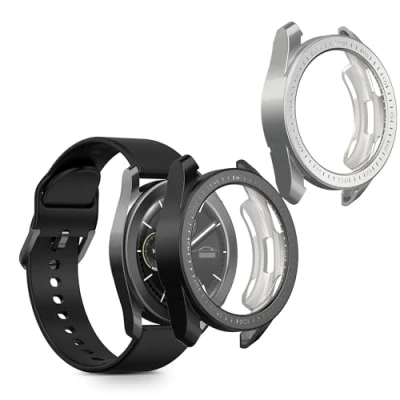 Immagine di kwmobile Set 2x Custodia Smartwatch Compatibile con Xiaomi Watch S3 Cover Case Silicone Protezione Orologio Fitness nero/argento