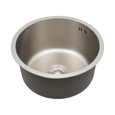 Immagine di Lavello rotondo in acciaio inox, diametro 41 cm, con filtro e fognatura