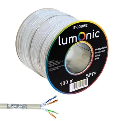 Immagine di Lumonic 100m Netzwerkkabel CAT 6 S/FTP PIMF I Cat6 Kabel, Gigabit Lan Ethernet Kabel Flexibles Verglegekabel geschirmt, für den Innenbereich