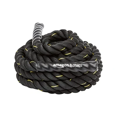 Immagine di Amazon Basics Battle Rope da 3,8 cm x 12 m, fune pesante allenamento, Nero