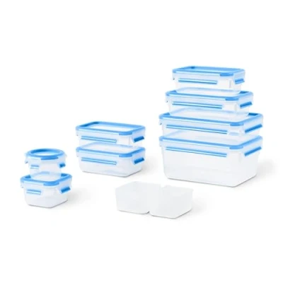 Immagine di Emsa Clip &amp; Close N10317 Set di 9 contenitori per la conservazione, dimensioni: 0,15/0,2/2 x 0,55/0,55 ins/0,8/1,2/2,2 l, 100% impermeabile e igienica, guarnizione fresca, senza BPA, standard Baby