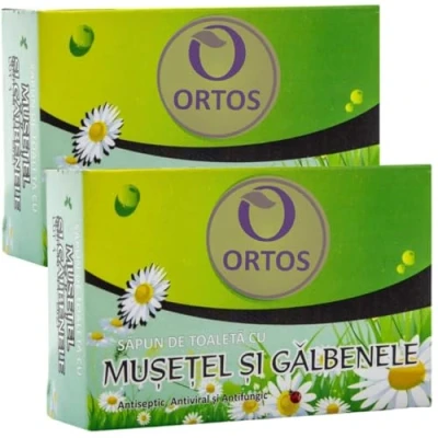 Immagine di ORTOS Sapone Camomilla e Calendula Lenitivo Antiallergico Cicatrizzante, Emolliente Pelli Secche Sensibili Delicate Irritate Screpolate Tutti Tipi di Pelle, anche Bambini 2x100g