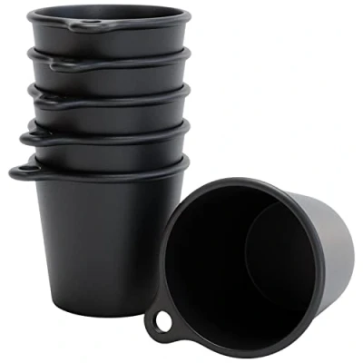 Immagine di SoPro 6x Bicchieri da shot in plastica 4 cl riutilizzabili 40 millilitri nero Bicchiere riutilizzabile appendere al collo Tazza 4cl