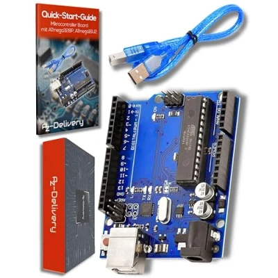 Immagine di AZDelivery Scheda Microcontrollore AZ ATmega328DIP Board typ2 ATmega328P 16U2 con Cavo USB, E Book incluso!