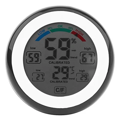 Immagine di Igrometro per Termometro da Interno, Calibro di Umidità Digitale con Display LCD la Misurazione della Temperatura Casa, Ufficio, Baby Room(Black)