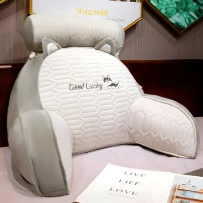 Immagine di LANPEW Reading Pillow, cuscino per la schiena con braccioli, da lettura lettura, lavoro e giochi (tessuto lattice grigio, 75 x 50 cm)