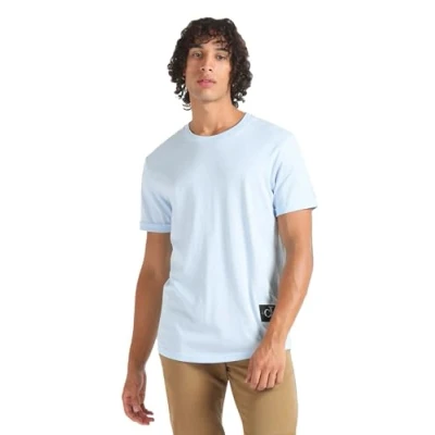 Immagine di Calvin Klein Jeans Badge Turn UP Sleeve J30J323482 Top in Maglia a Maniche Corte, Blu (Keepsake Blue), XXS Uomo