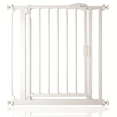 Immagine di Safetots Cancelletto per Scale a Chiusura Automatica Pressione, Extra Stretto, 61 cm 66.5 cm, Bianco, Bambini, Barriera di Sicurezza Bambini
